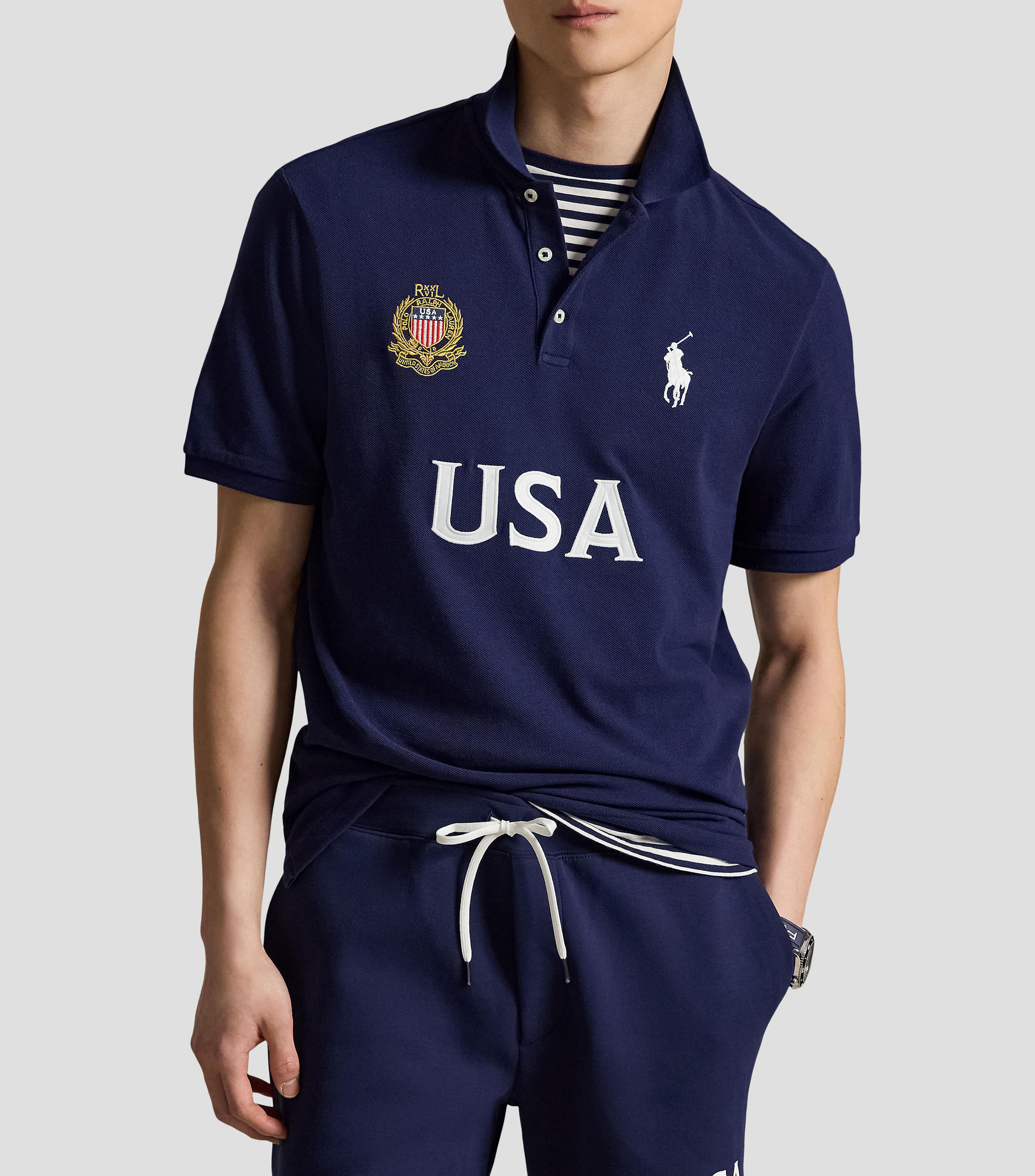 Playera polo manga corta sólida Hombre